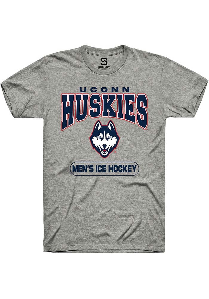 UConn Huskies Unisex Mens Ice Hockey Heather Grey Short Sleeve T-Shirt