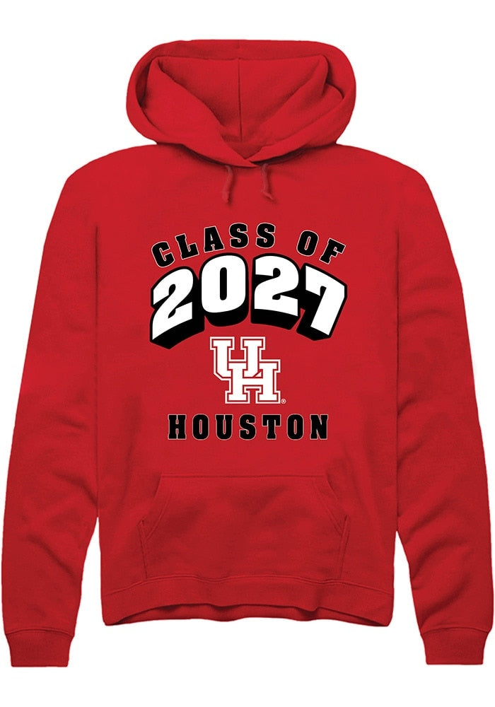Houston Cougars Mens Red Class of 2027 Long Sleeve Hoodie