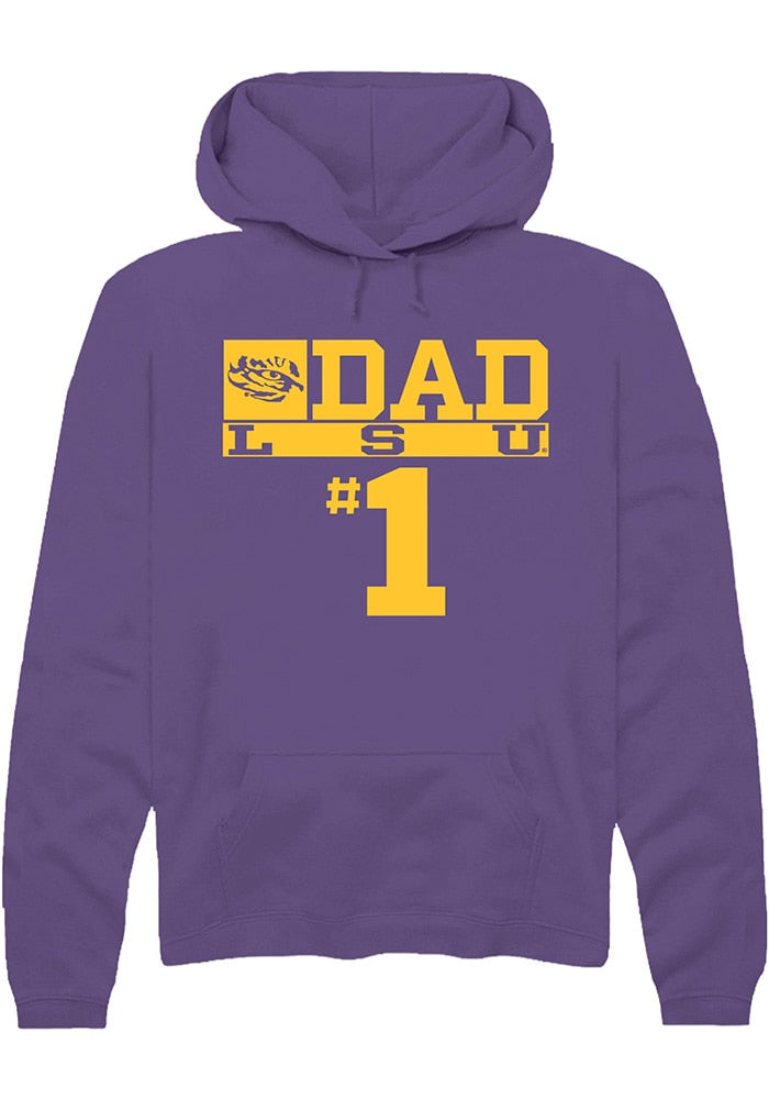LSU Tigers Mens Purple No 1 Dad Long Sleeve Hoodie