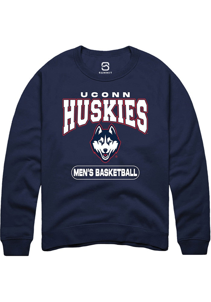 Uconn Huskies Unisex Navy Mens Basketball Crew Sweatshirt