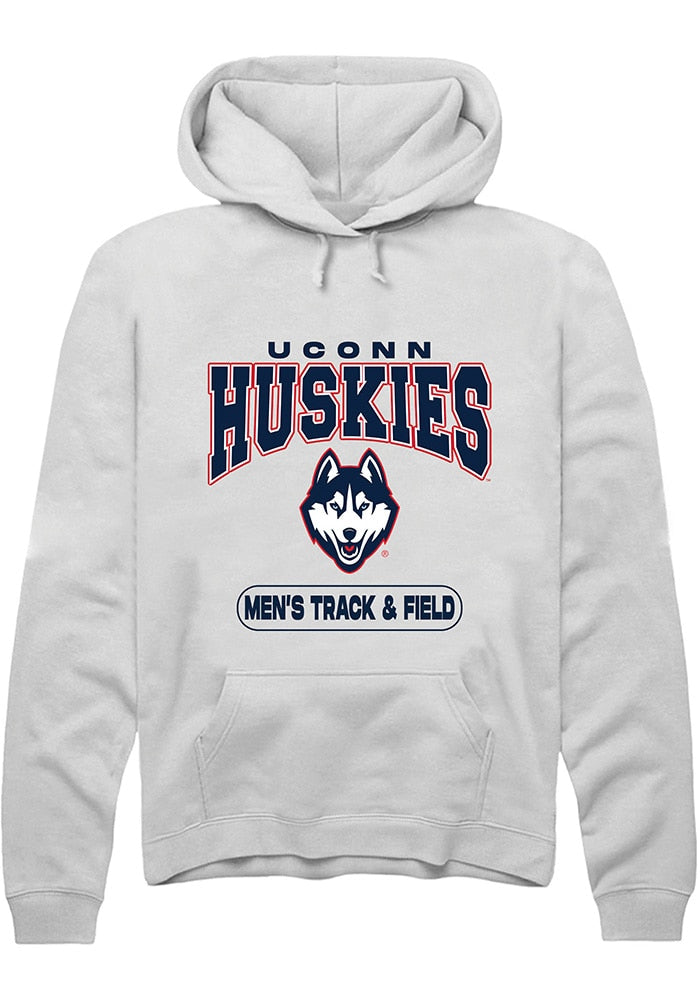 UConn Huskies Unisex Mens Track & Field White Hoodie