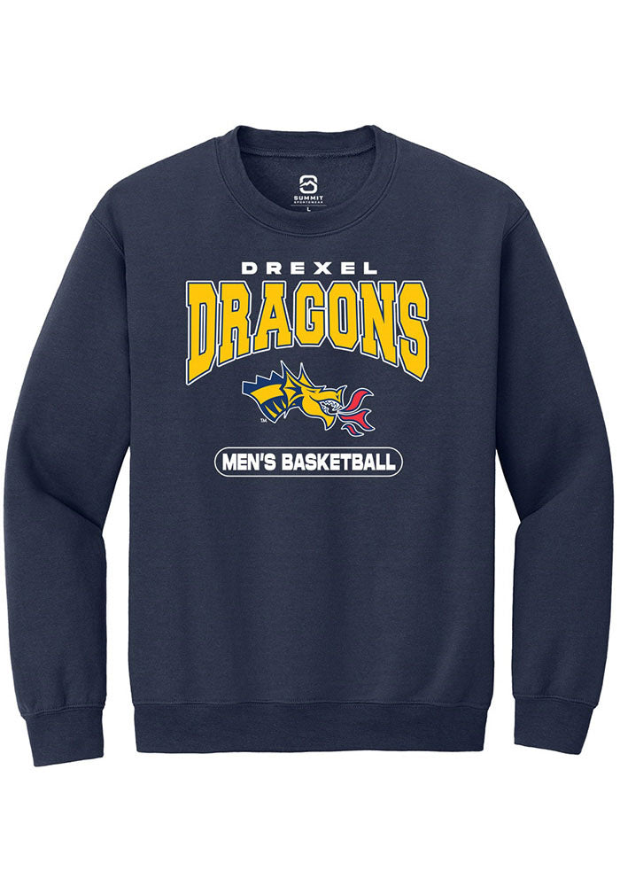 Drexel Dragons Mens Navy Blue Basketball Long Sleeve Crew Sweatshirt