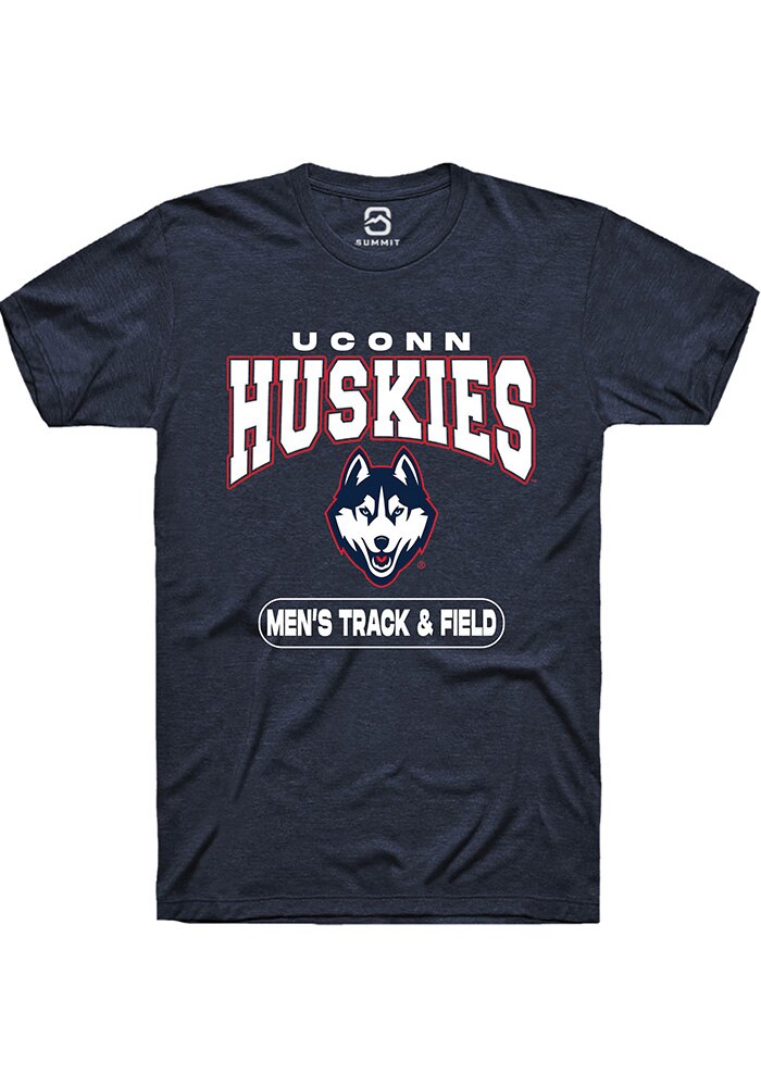 UConn Huskies Unisex Mens Track & Field Heather Navy Short Sleeve T-Shirt