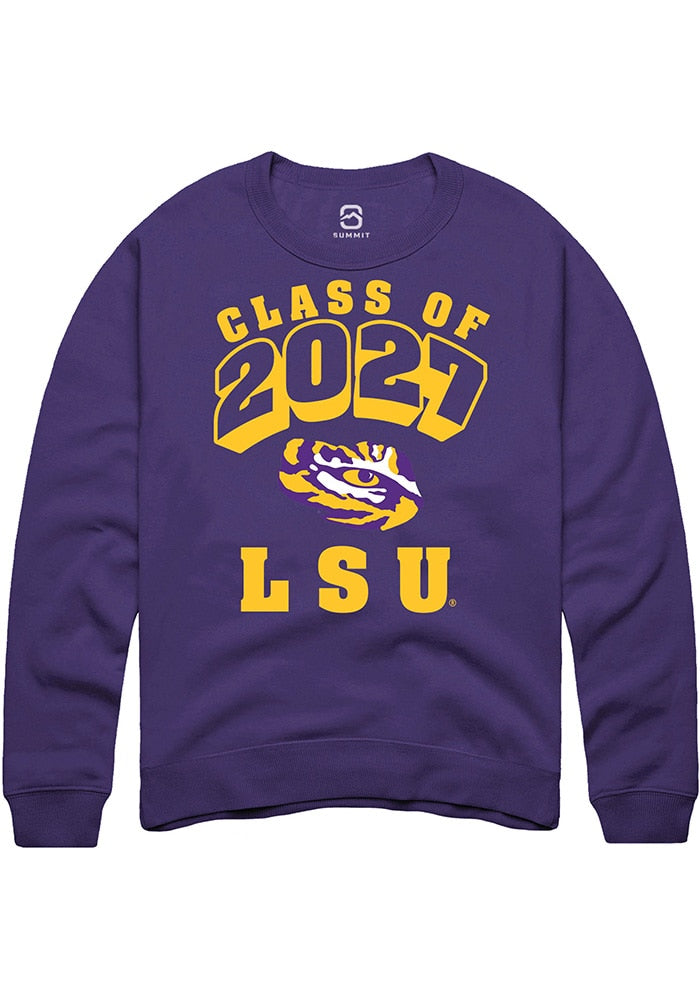 LSU Tigers Mens Purple Class of 2027 Long Sleeve Crew Sweatshirt