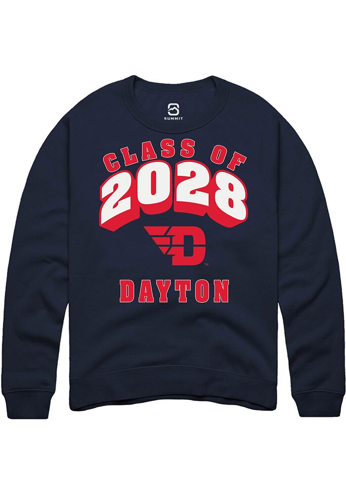 Dayton Flyers Mens Navy Blue Class of 2028 Long Sleeve Crew Sweatshirt