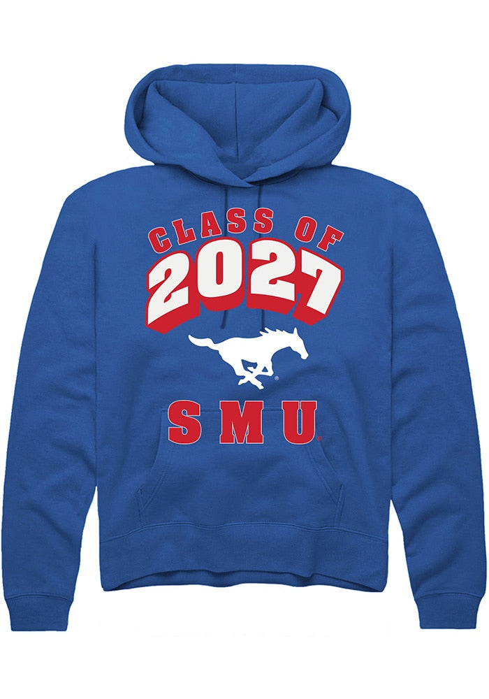 SMU Mustangs Mens Blue Class of 2027 Long Sleeve Hoodie