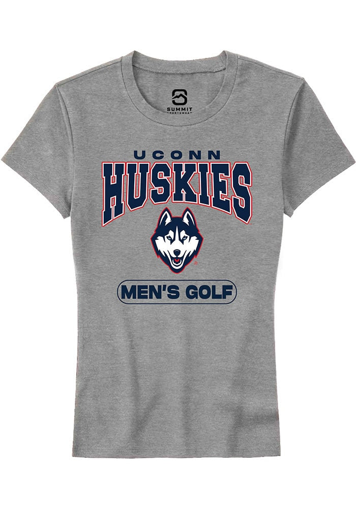 UConn Huskies Womens Mens Golf Heather Grey Short Sleeve T-Shirt