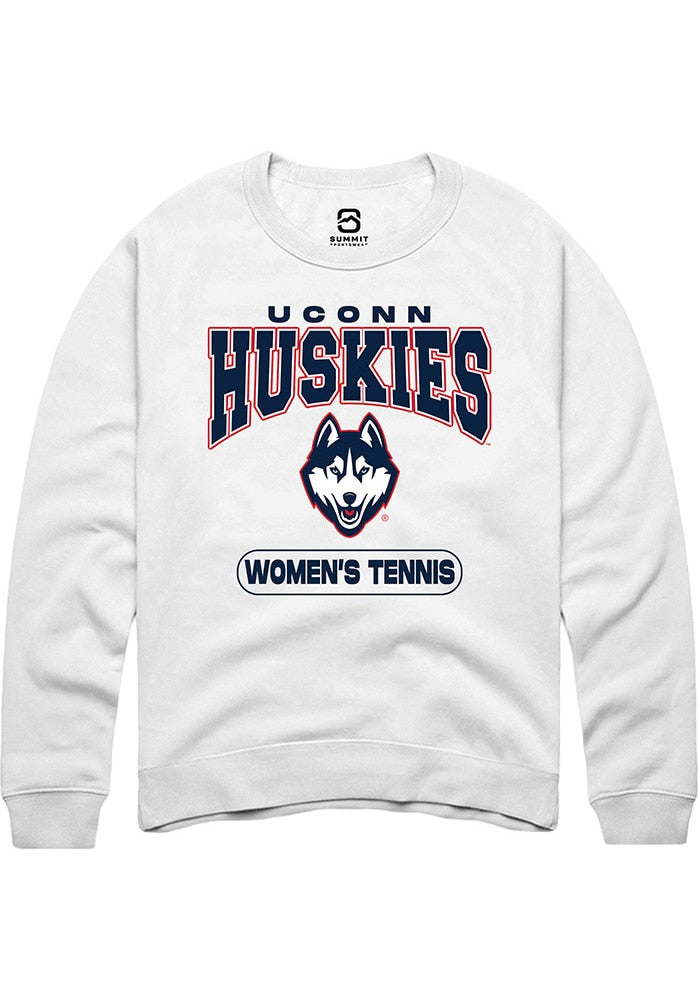 UConn Huskies Unisex Womens Tennis White Crew Sweatshirt
