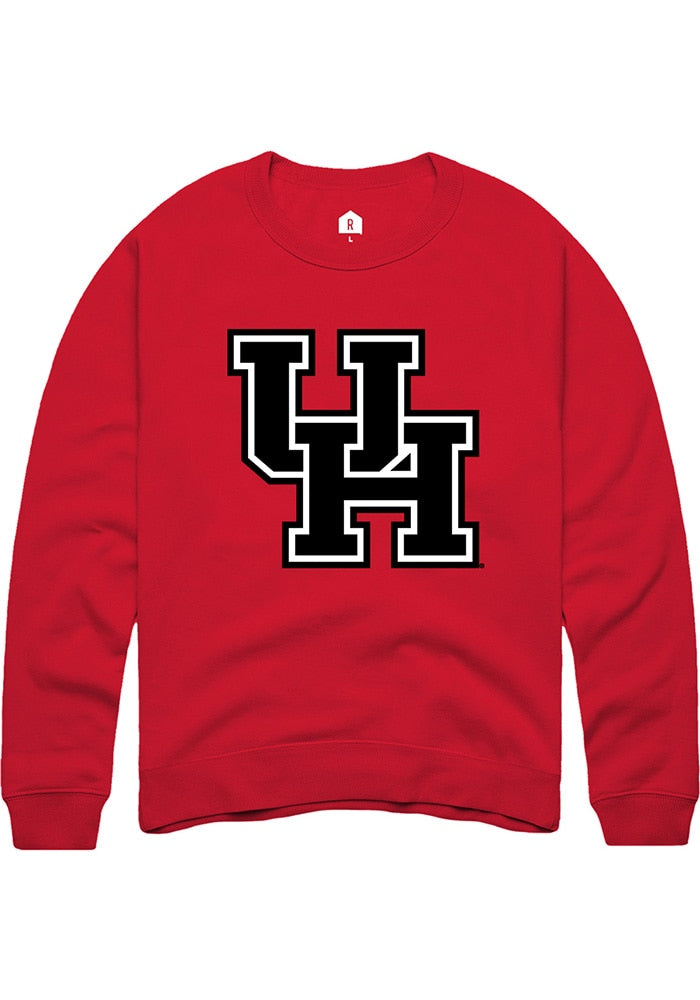 Houston Cougars Mens Red Primary Logo Long Sleeve Crew Sweatshirt