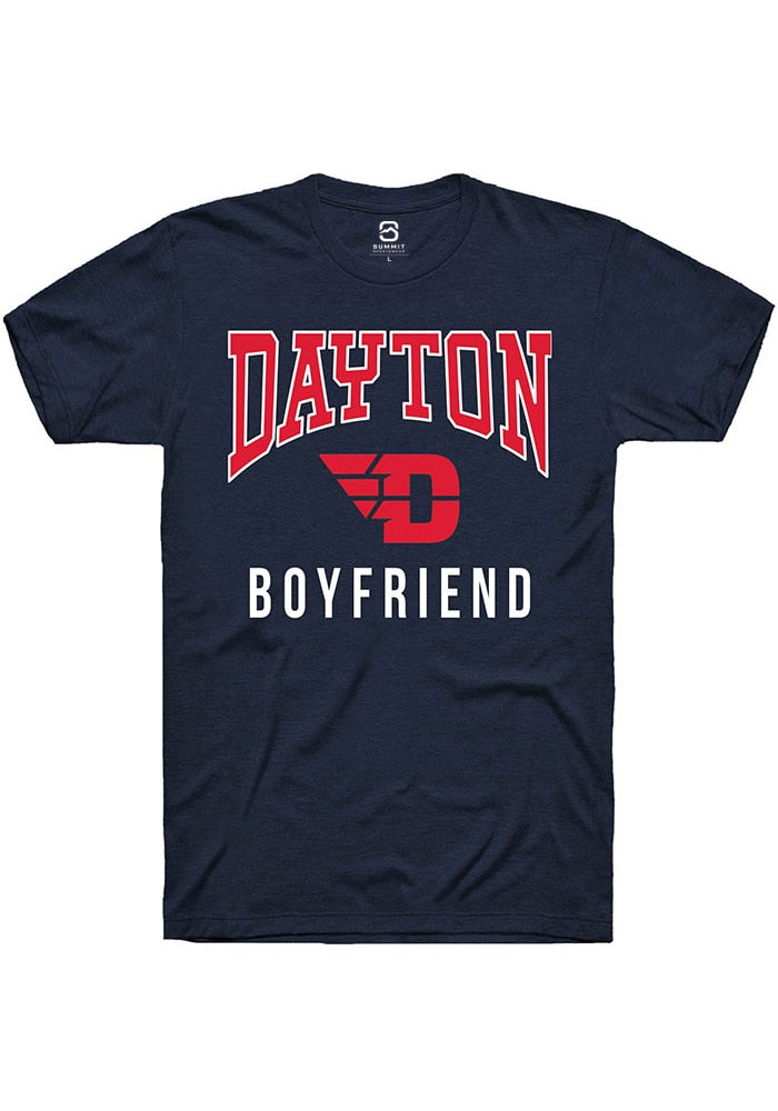 Dayton Flyers Navy Blue Boyfriend Short Sleeve T-Shirt