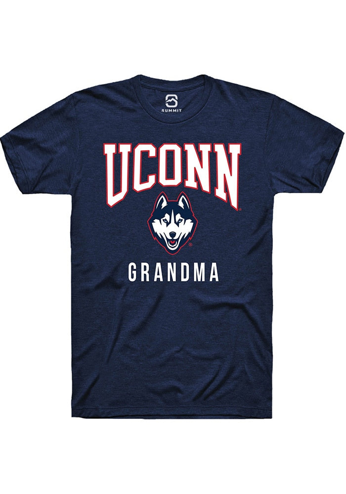 UConn Huskies Unisex Grandma Navy Short Sleeve T-Shirt