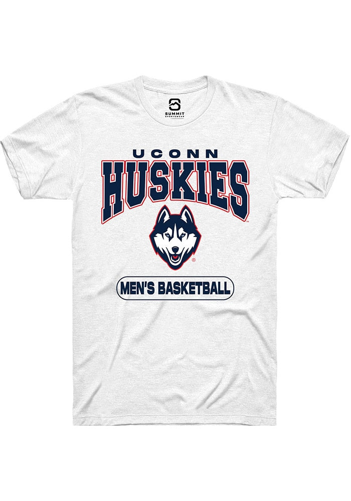 UConn Huskies Unisex Mens Basketball White Short Sleeve T-Shirt