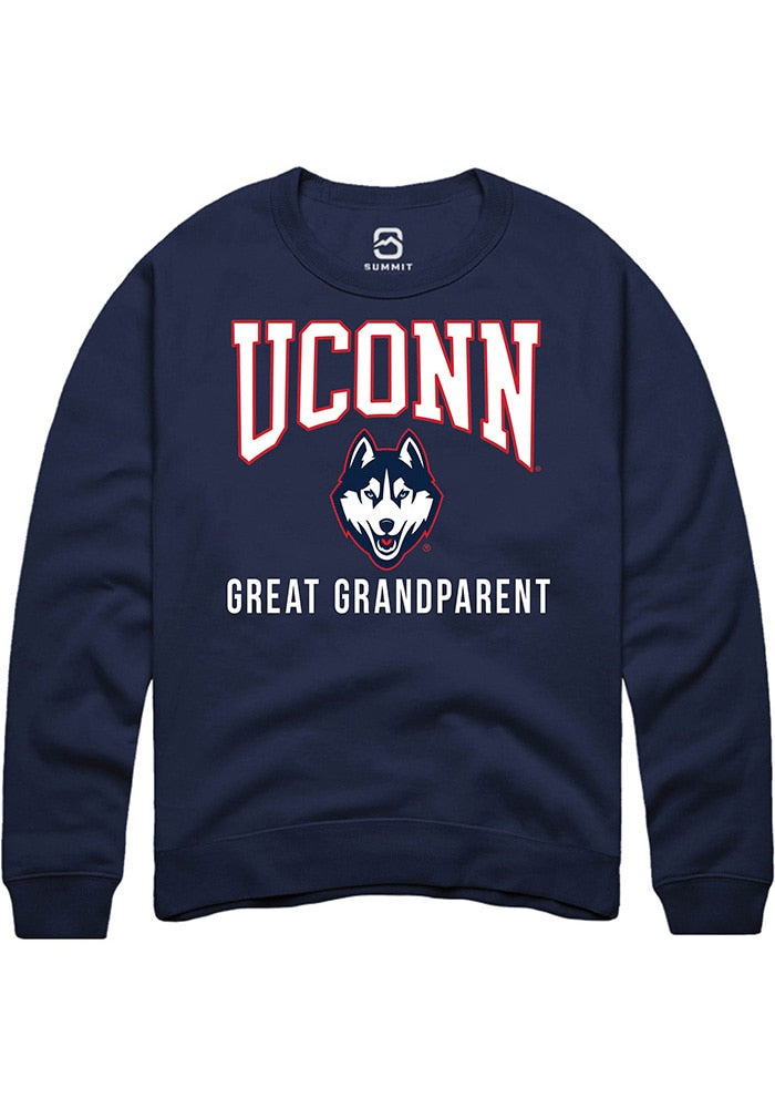 UConn Huskies Unisex Great Grandparent Navy Crew Sweatshirt