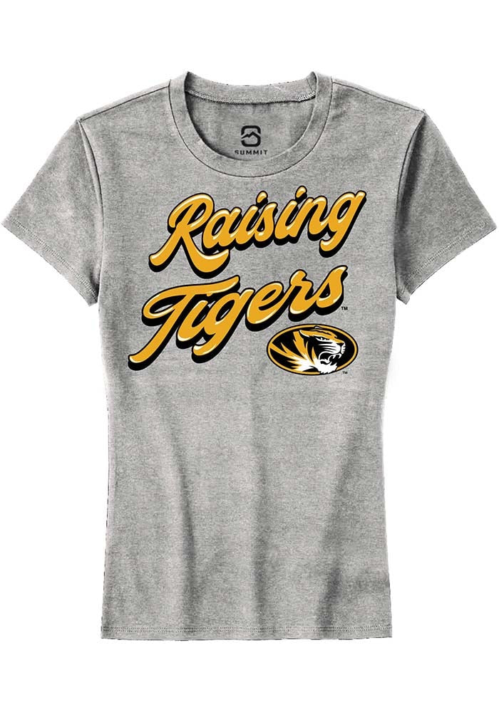 Missouri Tigers Womens Grey RAISING MASCOTS Short Sleeve T-Shirt