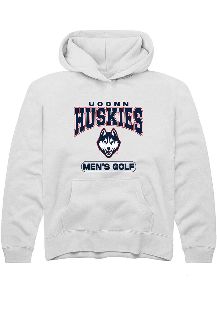 UConn Huskies Youth Mens Golf White Hoodie