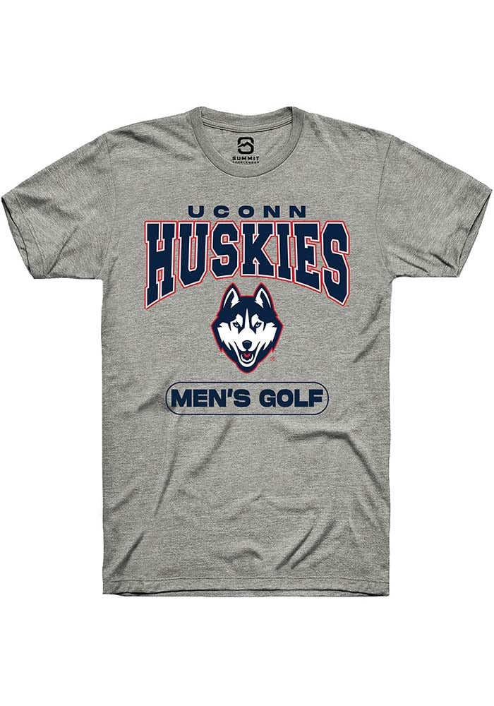 UConn Huskies Unisex Mens Golf Heather Grey Short Sleeve T-Shirt