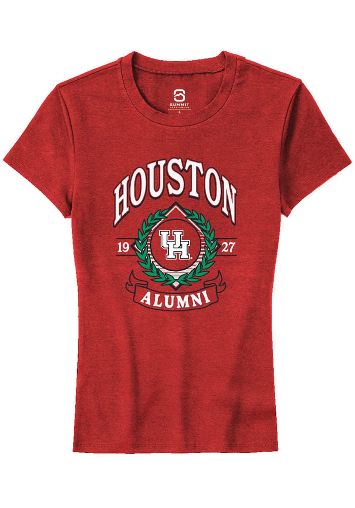 Houston Cougars Womens Red Alumni Wreath Short Sleeve T-Shirt