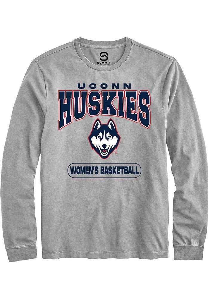 UConn Huskies Unisex Womens Basketball Heather Grey Long Sleeve T-Shirt