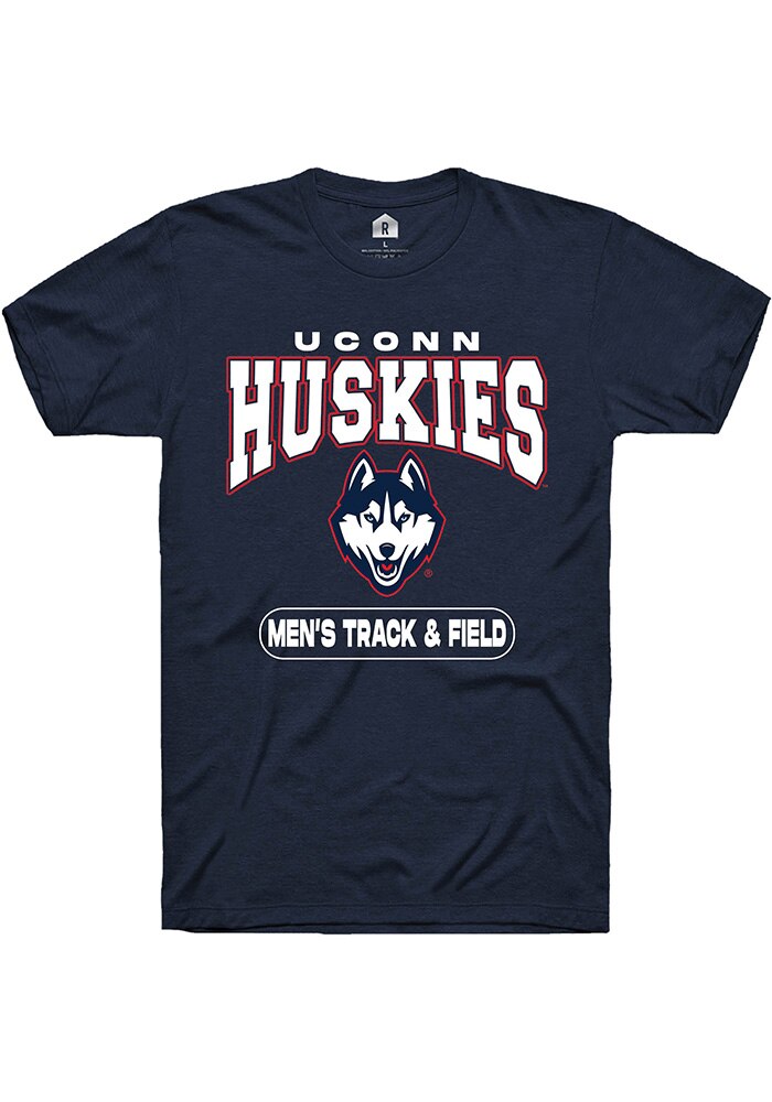 UConn Huskies Unisex Mens Track & Field Navy Short Sleeve T-Shirt