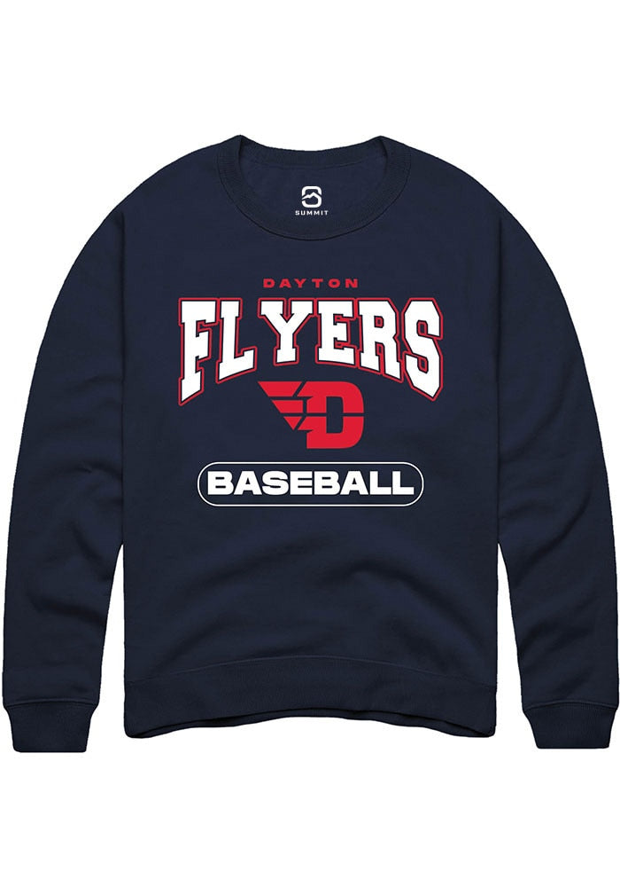 Dayton Flyers Mens Navy Blue Baseball Long Sleeve Crew Sweatshirt