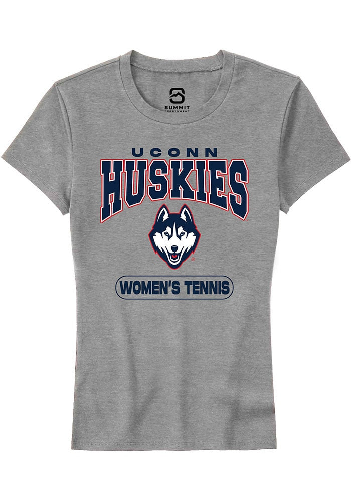 UConn Huskies Womens Womens Tennis Heather Grey Short Sleeve T-Shirt