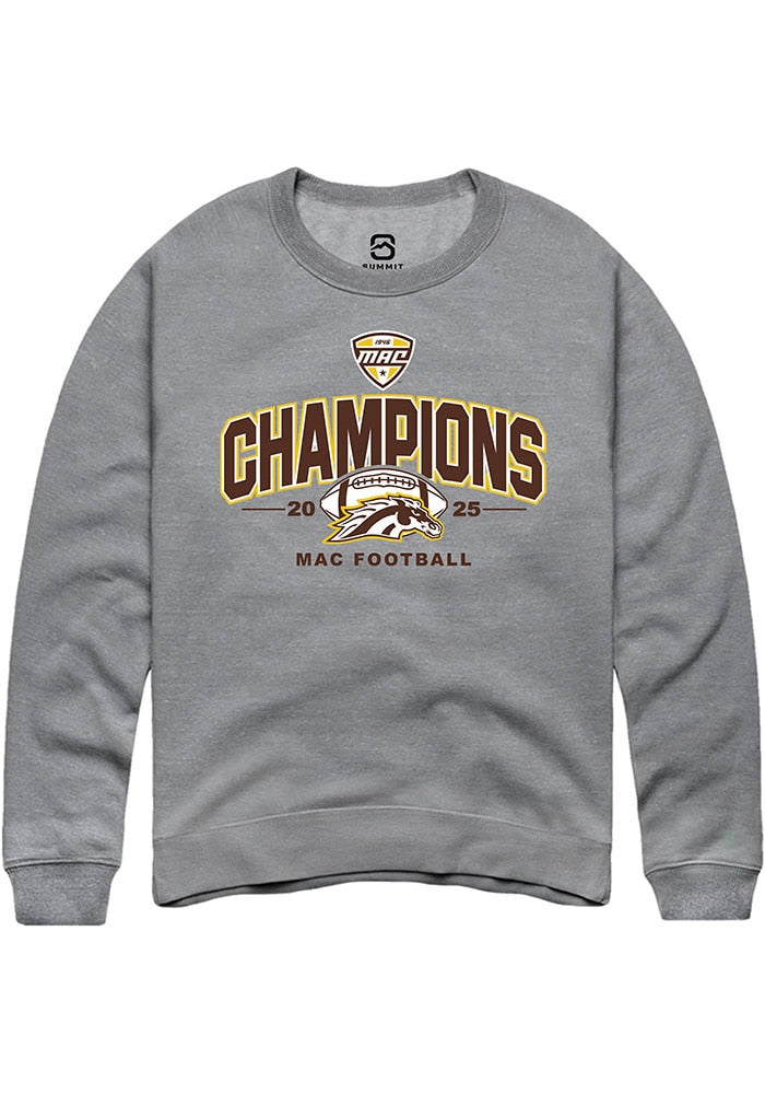 Western Michigan Broncos Unisex Graphite Heather Mac 2025 Football Champions Crew Sweatshirt