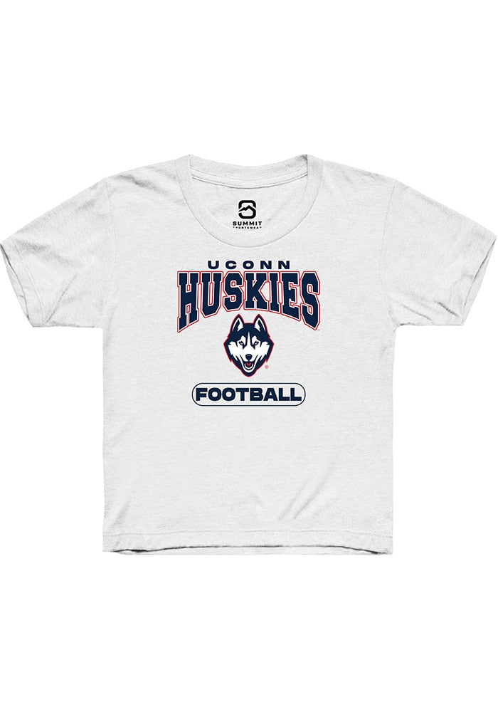 UConn Huskies Youth Football White Short Sleeve T-Shirt