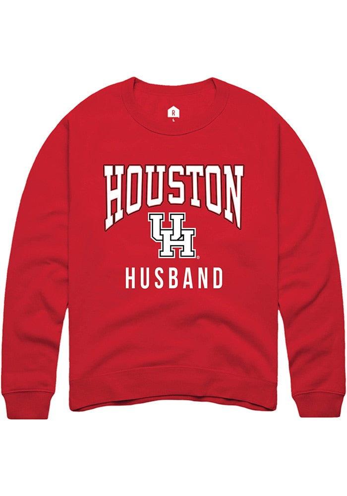 Houston Cougars Mens Red Husband Crew Sweatshirt