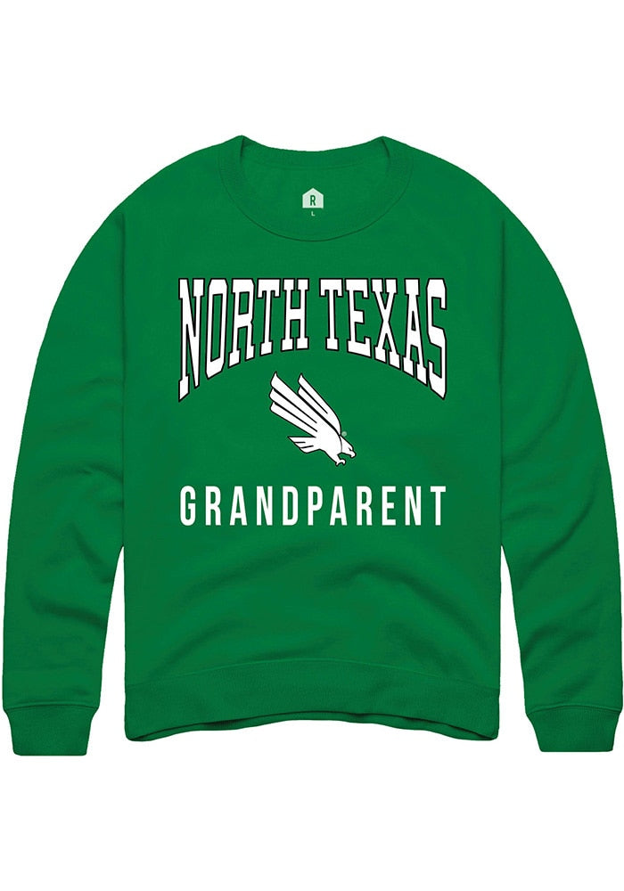 North Texas Mean Green Mens Kelly Green Grandparent Long Sleeve Crew Sweatshirt