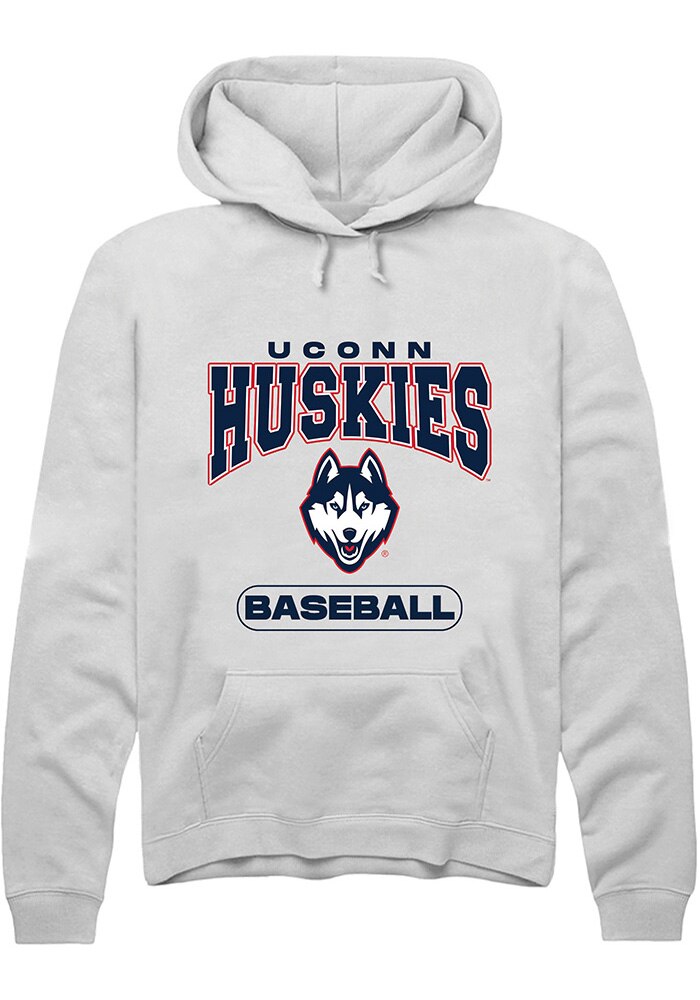 UConn Huskies Unisex Baseball White Hoodie