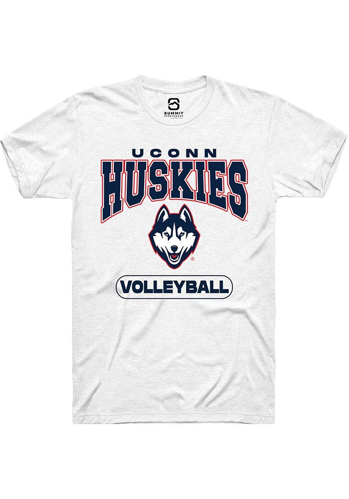 UConn Huskies Unisex Volleyball White Short Sleeve T-Shirt
