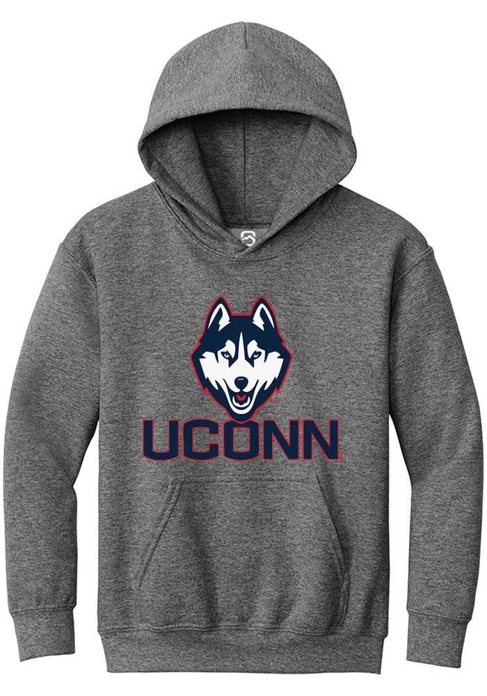 UConn Huskies Youth Primary Logo Heather Graphite Hoodie