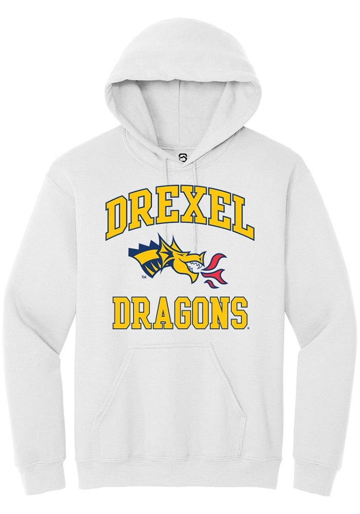 Drexel Dragons Mens White No 1 Neutral Long Sleeve Hoodie