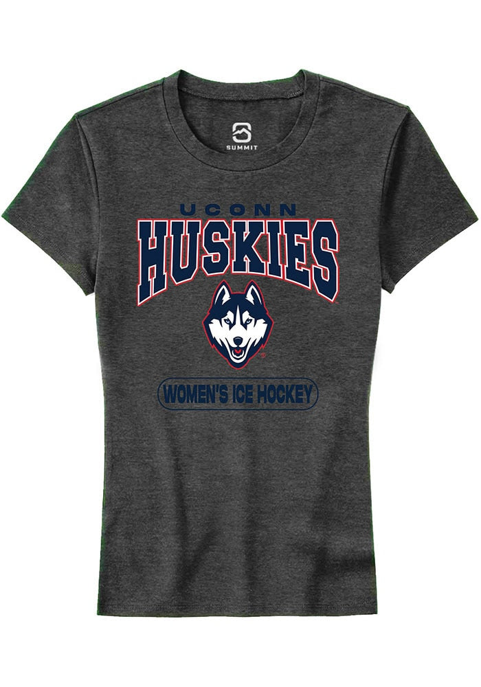 UConn Huskies Womens Womens Ice Hockey Heather Charcoal Short Sleeve T-Shirt