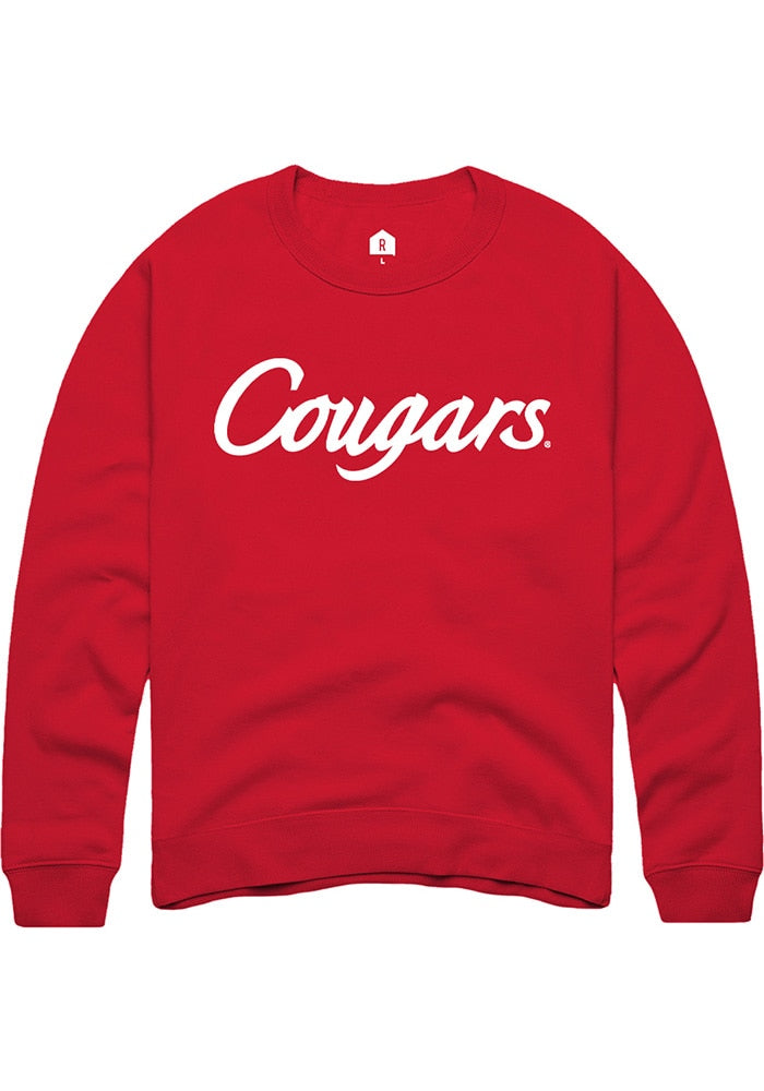 Houston Cougars Mens Red Alternate Logo Long Sleeve Crew Sweatshirt