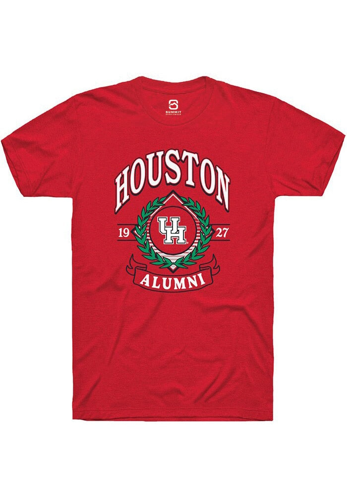 Houston Cougars Red Alumni Wreath Short Sleeve Fashion T-Shirt