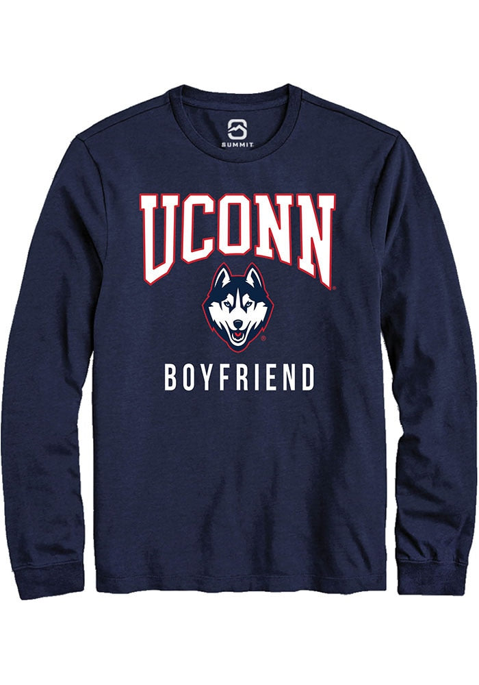 UConn Huskies Unisex Boyfriend Navy Long Sleeve T-Shirt