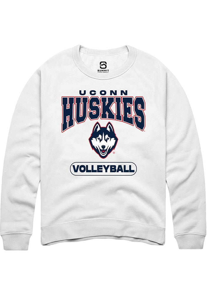 Uconn Huskies Unisex White Volleyball Crew Sweatshirt