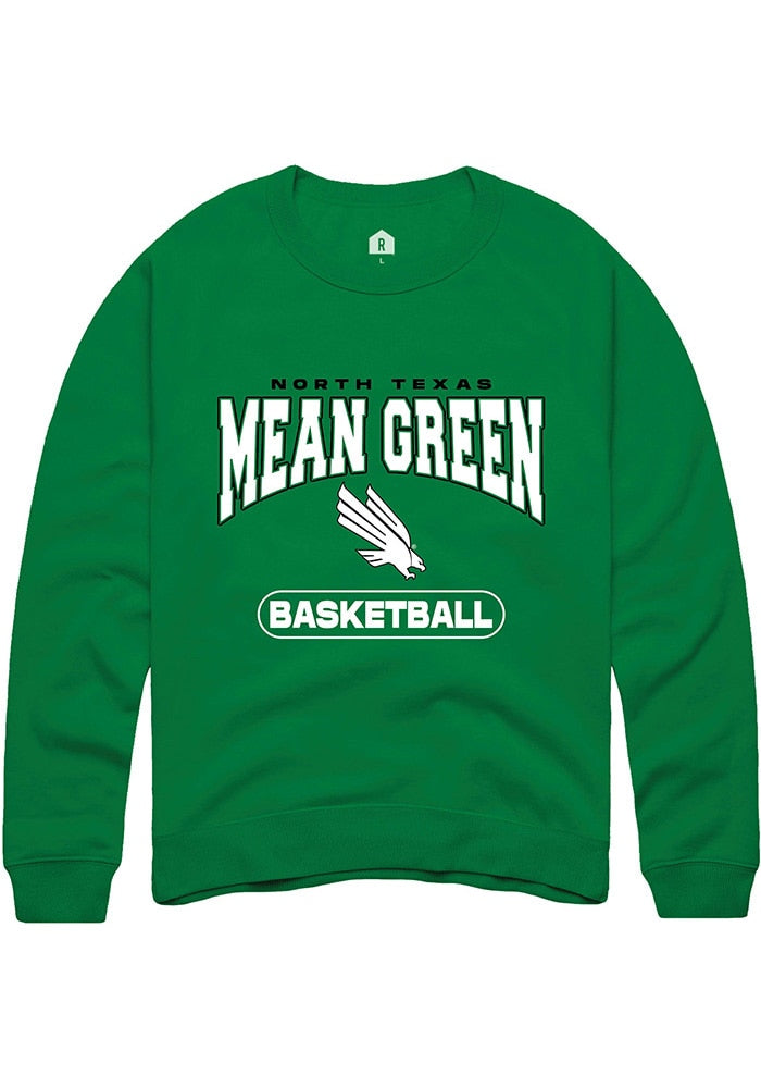 North Texas Mean Green Mens Kelly Green Basketball Long Sleeve Crew Sweatshirt