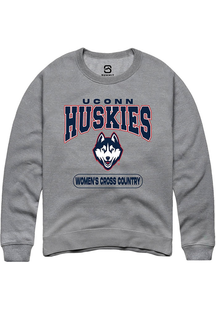 UConn Huskies Unisex Womens Cross Country Heather Graphite Crew Sweatshirt