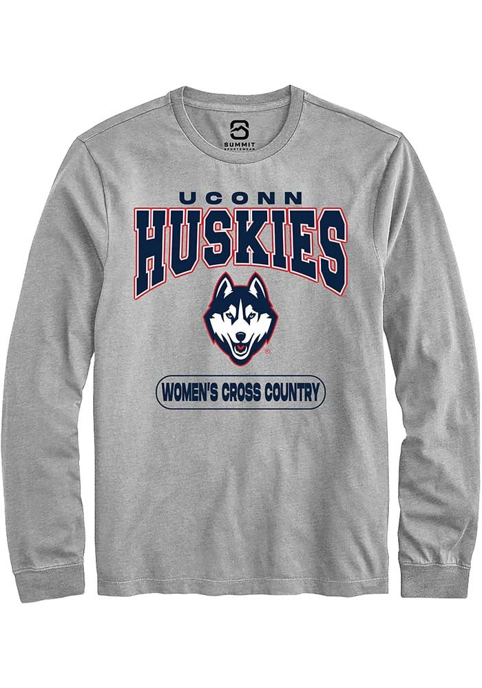 UConn Huskies Unisex Womens Cross Country Heather Grey Long Sleeve T-Shirt