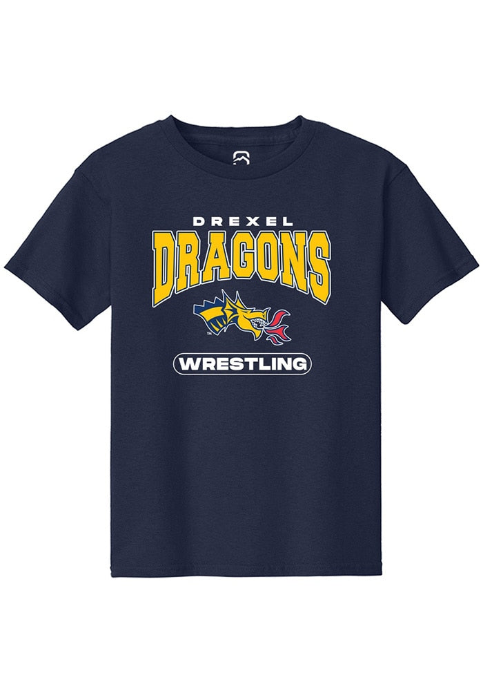 Drexel Dragons Youth Navy Blue Wrestling Short Sleeve T-Shirt