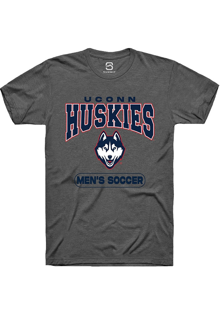 UConn Huskies Unisex Mens Soccer Charcoal Short Sleeve T-Shirt