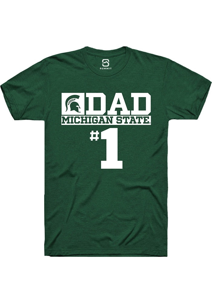 Michigan State Spartans Green No 1 Dad Short Sleeve T-Shirt