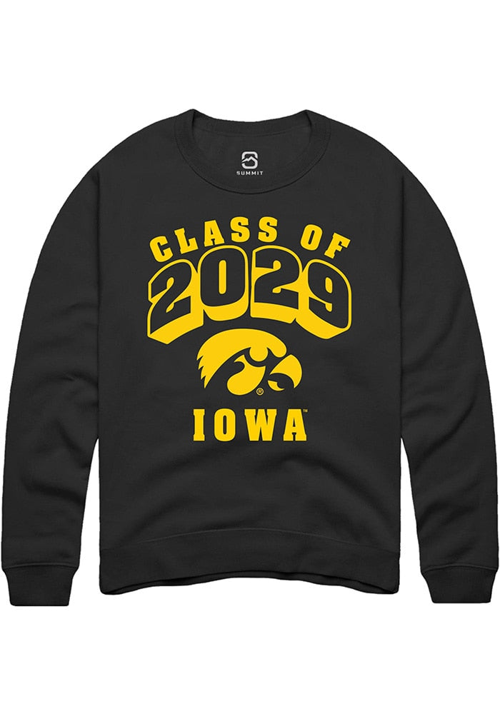 Iowa Hawkeyes Mens Black Class of 2029 Long Sleeve Crew Sweatshirt