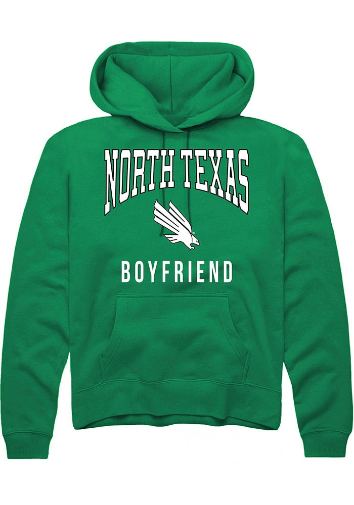 North Texas Mean Green Mens Kelly Green Boyfriend Long Sleeve Hoodie