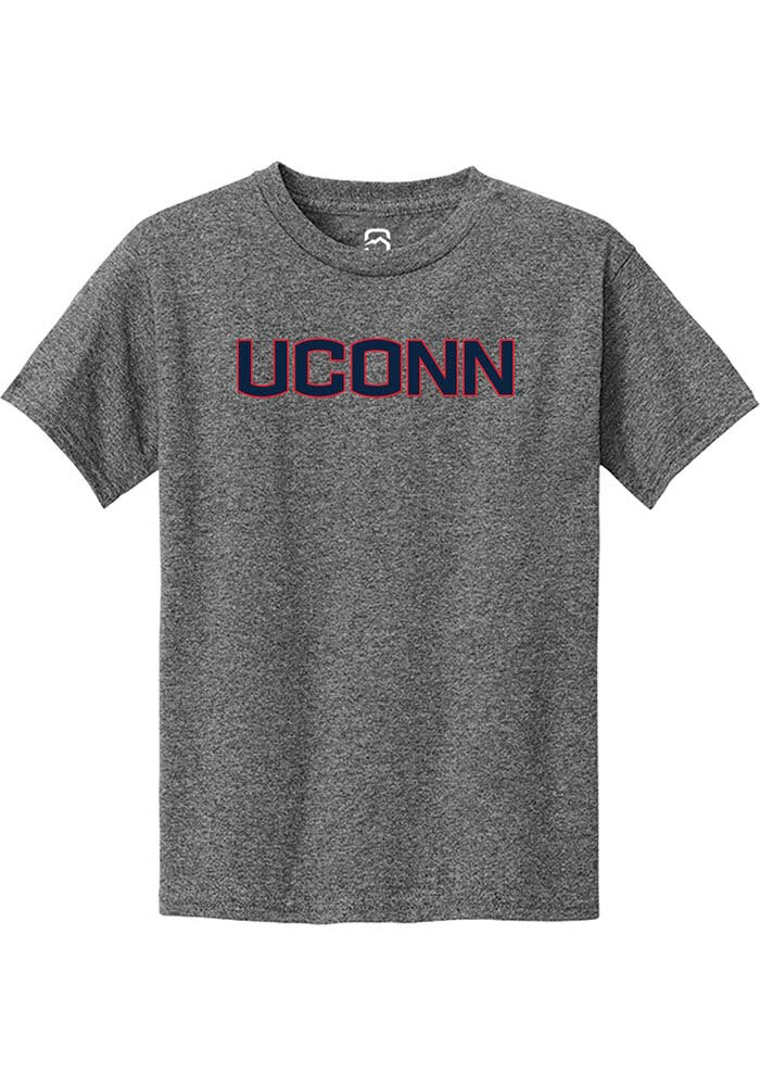 UConn Huskies Youth Straight Block Heather Graphite Short Sleeve T-Shirt