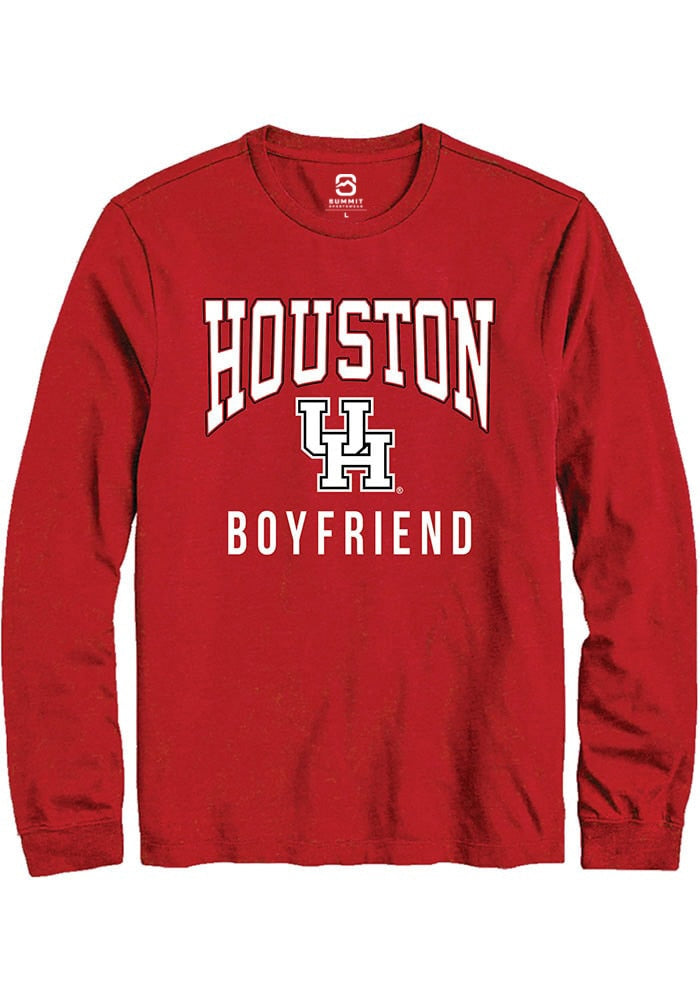 Houston Cougars Mens Red Boyfriend Long Sleeve T-Shirt
