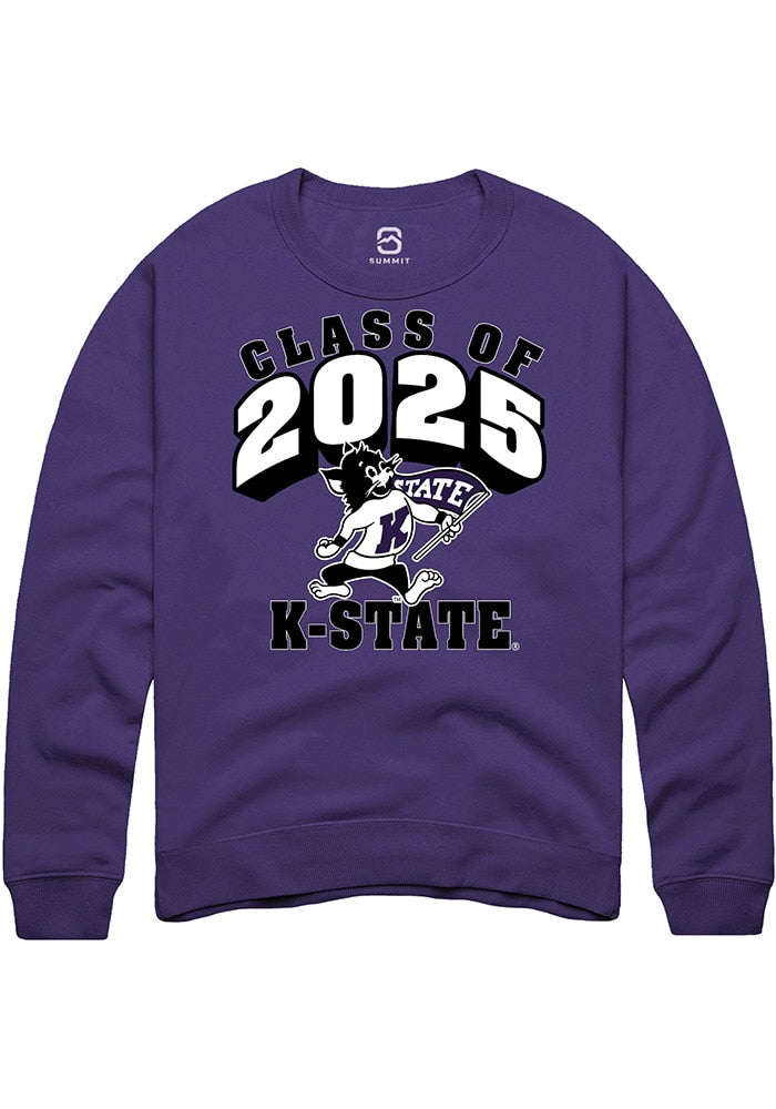 K-State Wildcats Mens Purple Class of 2025 Long Sleeve Crew Sweatshirt