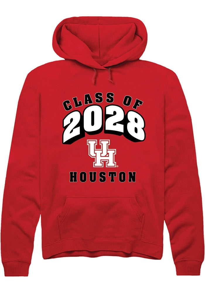 Houston Cougars Mens Red Class of 2028 Long Sleeve Hoodie